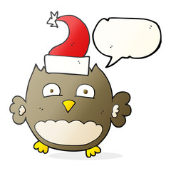 speech bubble cartoon owl wearing christmas hat