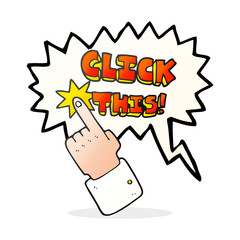 speech bubble cartoon click this symbol with hand