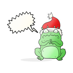 speech bubble cartoon frog in christmas hat