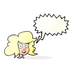 speech bubble cartoon surprised female face