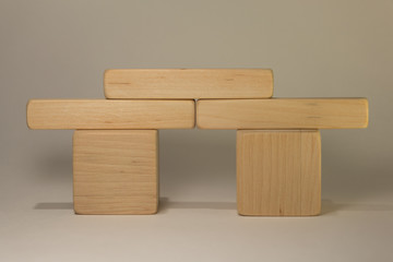 wooden bricks look like arch or pyramid