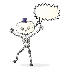 speech bubble cartoon dancing skeleton