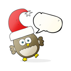 speech bubble cartoon little christmas owl
