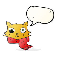 speech bubble cartoon cat wearing scarf