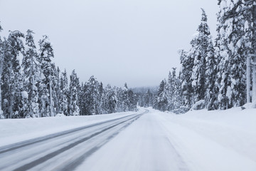 frozen road in finland