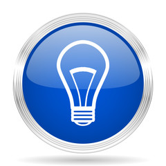 bulb blue silver metallic metallic chrome web circle glossy icon