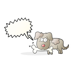 speech bubble cartoon dog with bone