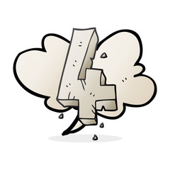 speech bubble cartoon stone number four