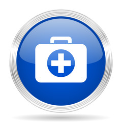 Obraz premium first aid blue silver metallic metallic chrome web circle glossy icon