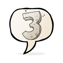 speech bubble cartoon stone number three