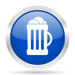 beer blue silver metallic metallic chrome web circle glossy icon