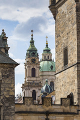 Fototapeta na wymiar View of colorful old town in Prague taken from Charles bridge, C
