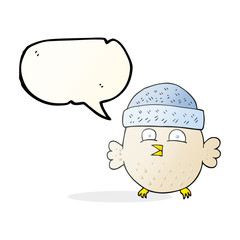 speech bubble cartoon owl wearing hat