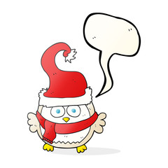 speech bubble cartoon owl wearing christmas hat