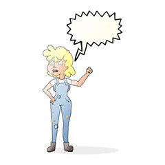 speech bubble cartoon woman shaking fist