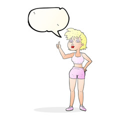 speech bubble cartoon happy gym woman