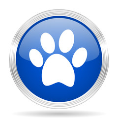 foot blue silver metallic metallic chrome web circle glossy icon