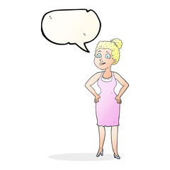 speech bubble cartoon woman wearing dress
