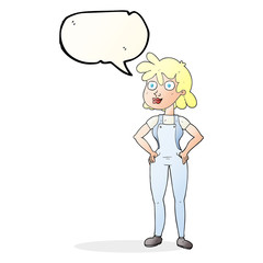 speech bubble cartoon farmer girl