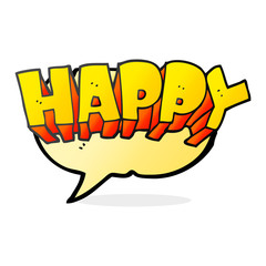 speech bubble cartoon word happy