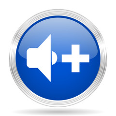 speaker volume blue silver metallic metallic chrome web circle glossy icon