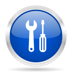tool blue silver metallic metallic chrome web circle glossy icon