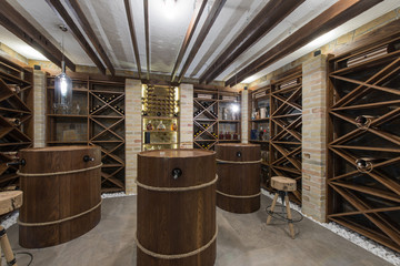 Wine cellar in luxury villa