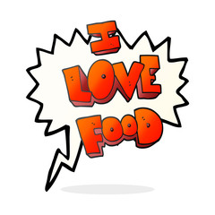 speech bubble cartoon I love food symbol