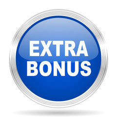 extra bonus blue silver metallic metallic chrome web circle glossy icon