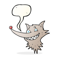speech bubble cartoon grinning wolf face