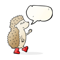 cute speech bubble cartoon hedgehog