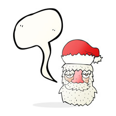 speech bubble cartoon tired santa claus face