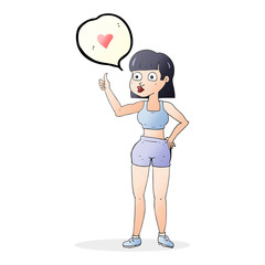 speech bubble cartoon gym woman