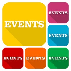Events icons set with long shadow