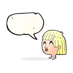 speech bubble cartoon female face