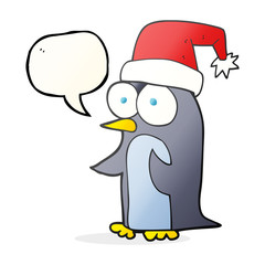 speech bubble cartoon christmas penguin