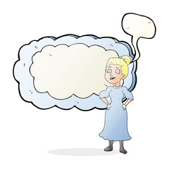 speech bubble cartoon victorian woman in dress