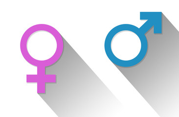Male and female symbols. Flat Design