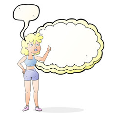 speech bubble cartoon gym woman