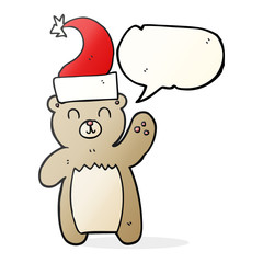 speech bubble cartoon teddy bear waving
