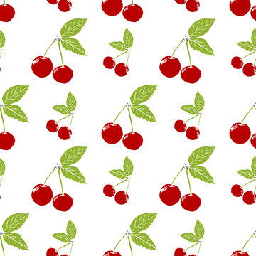 Fruit background Seamless pattern with hand drawn sketch cherry vector illustration