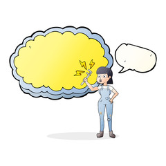 speech bubble cartoon female plumber