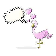 speech bubble cartoon flamingo in love