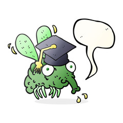 speech bubble cartoon fly graduate