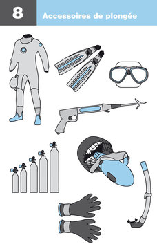 Ic&ocirc;nes accessoires de plong&eacute;e sous-marine