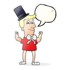 speech bubble cartoon celebrating man
