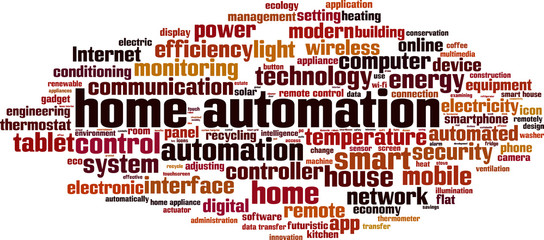 Home automation word cloud concept. Vector illustration