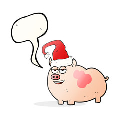 speech bubble cartoon christmas pig