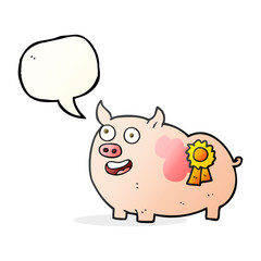 speech bubble cartoon prize winning pig