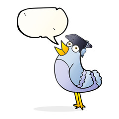 speech bubble cartoon bird wearing graduation cap